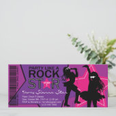 ロックスターガールバンド バースデー パープル ピンク 招待状 (スタンド正面)