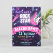 ロックスターガールパーティーのような音楽誕生日 招待状 (スタンド正面)