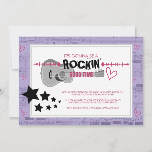 ロックスターキッズの誕生日パーティー招待状 招待状 (正面)