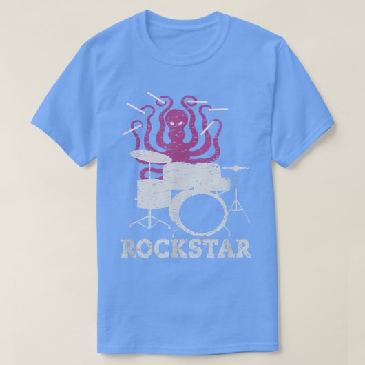ロックスターキッズヴィンテージ音楽タコドラマー Tシャツ (デザイン正面)