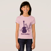 ロックスターギターガールTシャツパープル Tシャツ (正面フル)