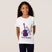 ロックスターギターガールTシャツパープル Tシャツ (正面フル)