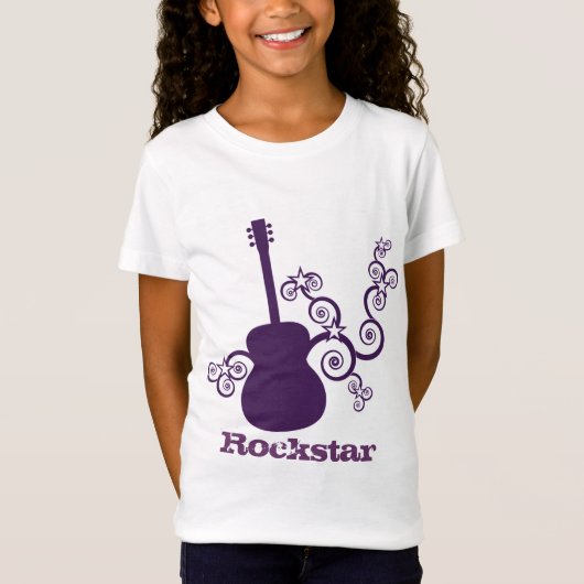 ロックスターギターガールTシャツパープル Tシャツ (正面)