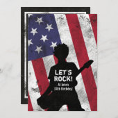 ロックスターギターグランジ誕生日パーティー 招待状 (正面/裏面)