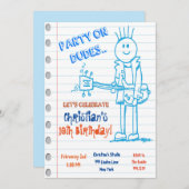 ロックスターギタードードル誕生日招待状 招待状 (正面/裏面)