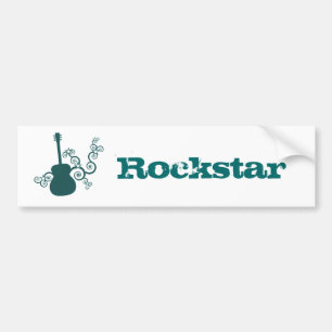 ロックスターギターバンパーステッカー、ダークティール(緑がかった色) バンパーステッカー