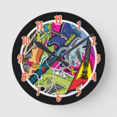 ロックスターギターロッカーミュージッククパーソナライズされたロック ラウンド壁時計 (正面)