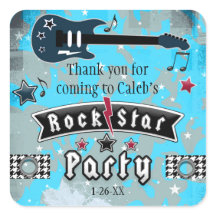ロックスターギター誕生日パーティー好意ステッカー