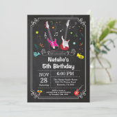 ロックスターギター誕生日招待状ミュージックガール 招待状 (スタンド正面)