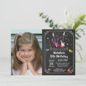 ロックスターギター誕生日招待状ミュージックガール 招待状 (スタンド正面)