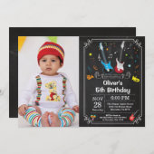 ロックスターギター誕生日招待状ミュージックボーイ 招待状 (正面/裏面)