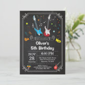 ロックスターギター誕生日招待状ミュージックボーイ 招待状 (スタンド正面)