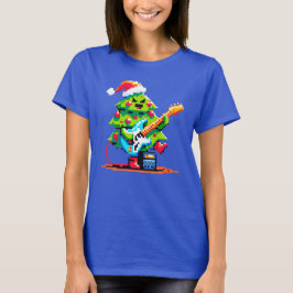 ロックスタークリスマスツリー – Pixel Art Bass Guitar Tシャツ