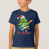 ロックスタークリスマスツリー – Pixel Art Bass Guitar Tシャツ (正面)