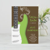 ロックスターグリーンギターバースデーパーティ招待状 招待状 (スタンド正面)