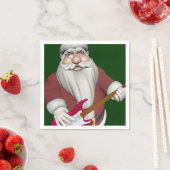 ロックスターサンタとレッドエレキギター スタンダードカクテルナプキン (インサイチュ)