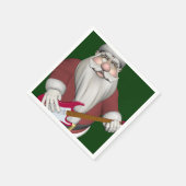 ロックスターサンタとレッドエレキギター スタンダードカクテルナプキン (角)