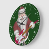 ロックスターサンタとレッドエレキギター ラージ壁時計 (傾斜)