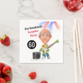 ロックスタージョーク60thメンズおもしろい誕生日ギターファンク スタンダードカクテルナプキン (インサイチュ)