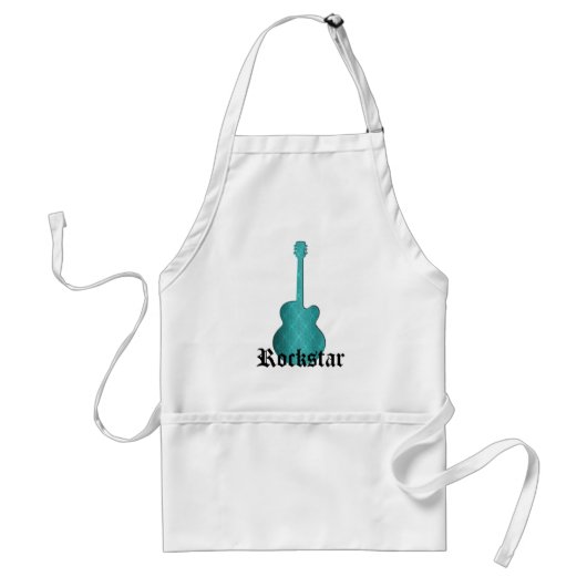 ロックスターダマスクギターエプロンターコイズ スタンダードエプロン (正面)