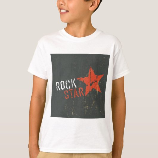 ロックスターダメージグランジ赤い星 Tシャツ (正面)