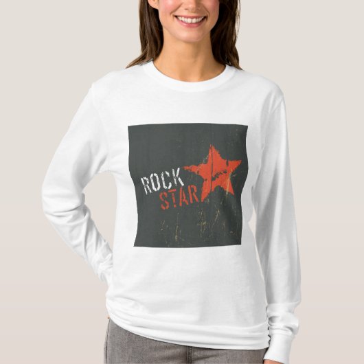 ロックスターダメージグランジ赤い星 Tシャツ (正面)