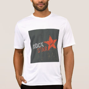 ロックスターダメージ加工グランジ赤い星 Tシャツ