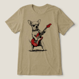 ロックスターチワワの赤いエレキギター演奏 トライブレンドTシャツ