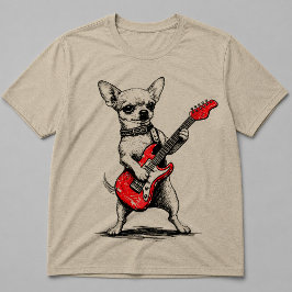 ロックスターチワワの赤いエレキギター演奏 Tシャツ