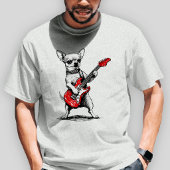 ロックスターチワワの赤いエレキギター演奏 Tシャツ