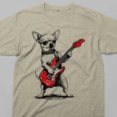 ロックスターチワワの赤いエレキギター演奏 Tシャツ