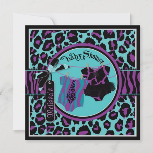 ロックスタートゥトゥツインボーイガールベビーシャワー 招待状 (正面)