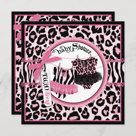 ロックスタートゥトゥトゥツインズベビーシャワー招待状SQ-HP3 招待状 (正面/裏面)