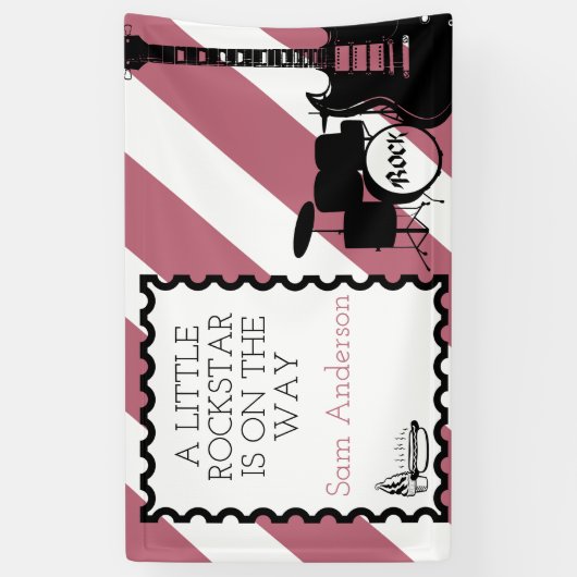 ロックスタードラムセットロックアバイベイビーシャワー 横断幕 (縦)