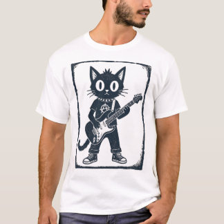 ロックスターネコTシャツ、ヴィンテージ子猫Y2K Tシャツ