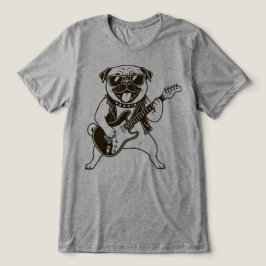 ロックスターハッピーパグ エレキギターを演奏 トライブレンドTシャツ