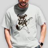 ロックスターハッピーパグ エレキギターを演奏 Tシャツ