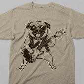 ロックスターハッピーパグ エレキギターを演奏 Tシャツ