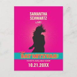 ロックスターバルミツワー熱いピンクでデートをセーブ 案内ポストカード