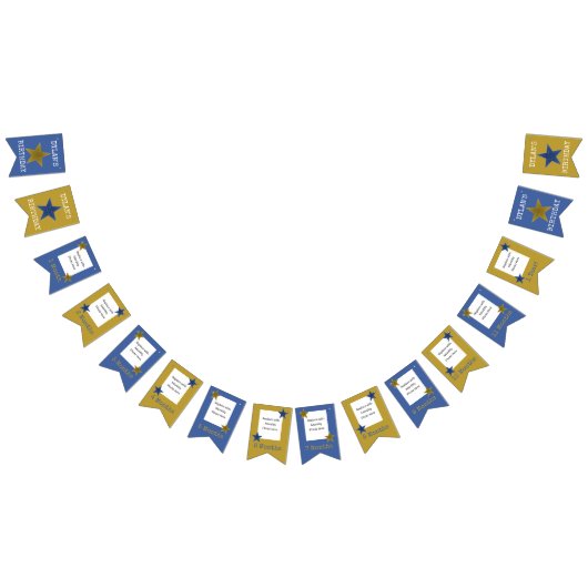 ロックスターバースデーパーティー月刊バナーブルー金ゴールド バンティングフラッグ (全)