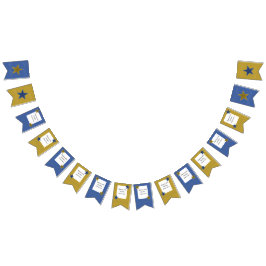 ロックスターバースデーパーティー月刊バナーブルー金ゴールド バンティングフラッグ