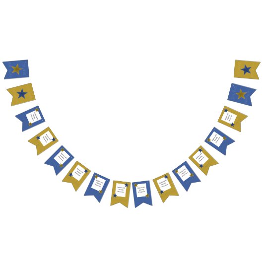 ロックスターバースデーパーティー月刊バナーブルー金ゴールド バンティングフラッグ (全)