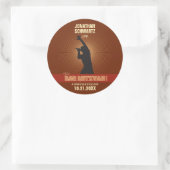 ロックスターバー(ユダヤ教の)バル・ミツバーステッカーinブラウン ラウンドシール (バッグ)