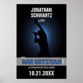 ロックスターバー（ユダヤ教の）バル・ミツバーポスターブラックシルバーブルー ポスター