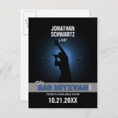 ロックスターバー(ユダヤ教の)バル・ミツバー保存ザデイトブラックシルバー 案内ポストカード (正面/裏面)