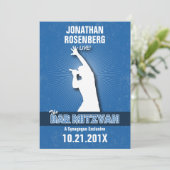 ロックスターバー（ユダヤ教の）バル・ミツバー招待状インブルー 招待状 (スタンド正面)