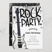 ロックスターパーティーギター誕生日フォト招待状 招待状 (正面/裏面)