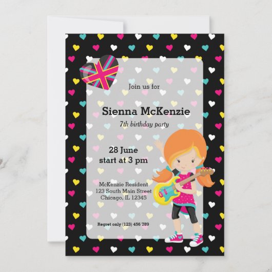 ロックスターパーティー 招待状 (正面)