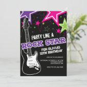 ロックスターピンクギター誕生日 招待状 (スタンド正面)