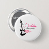 ロックスターピンク赤ちゃんシャワー名タグボタン 缶バッジ (正面&裏面)